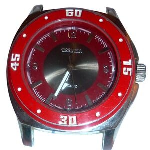 Bijoux Terner K-12967 Quartz Watch Head Red Bezel Stainless Steel Back Singapore